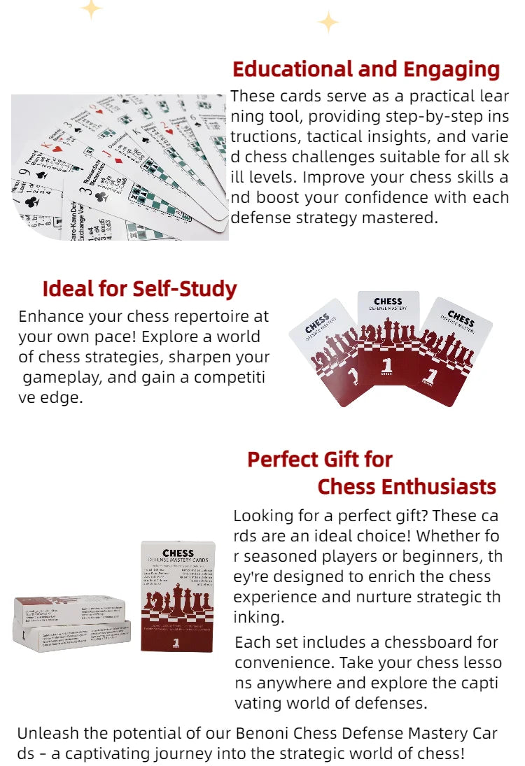 Chess Opening Cards -  Best gift for chess lovers to study chess strategy, tactics and opening moves